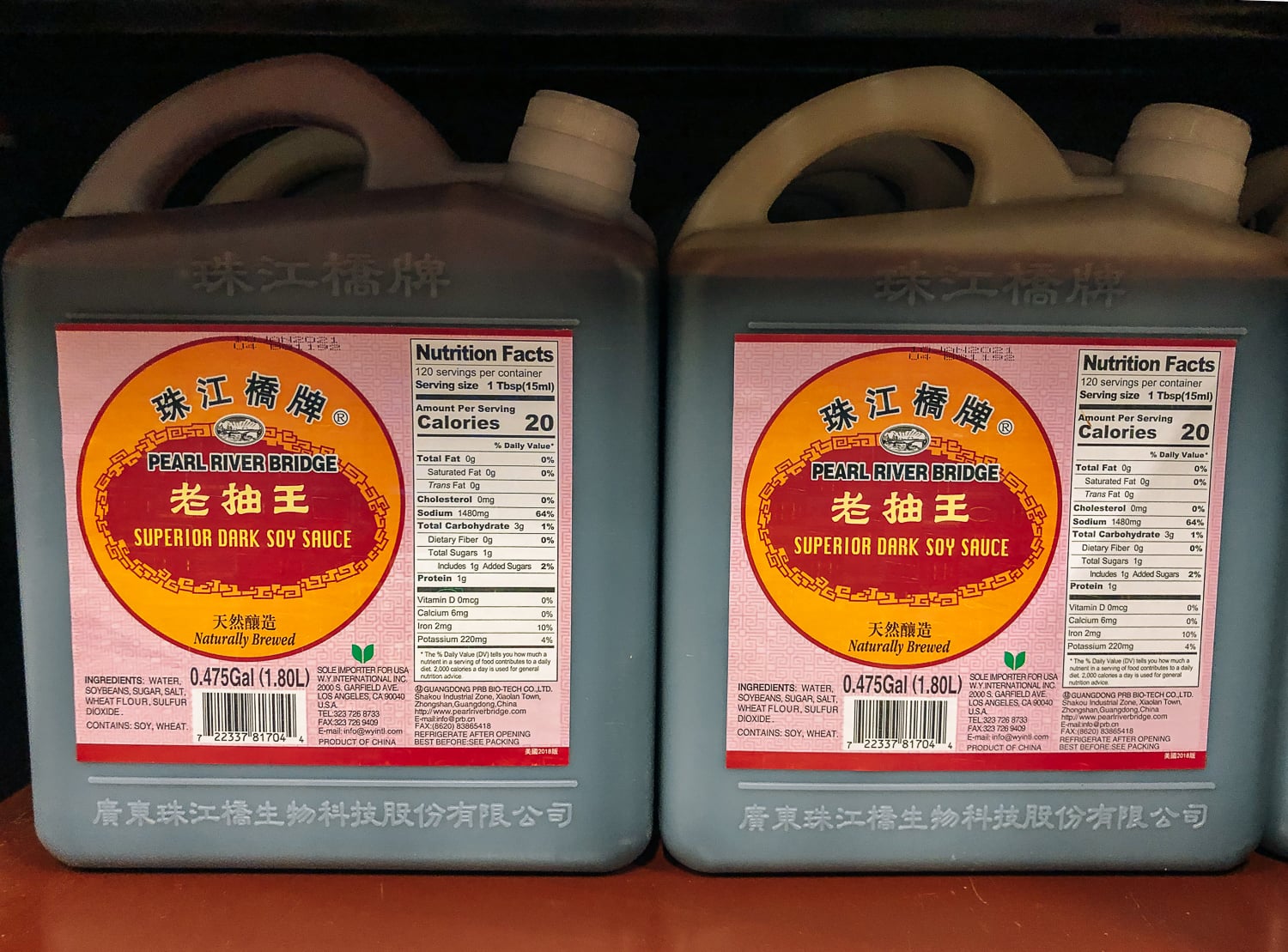 Bulk jugs of Pearl River Bridge dark soy sauce, aedison.aieoederdu.tk